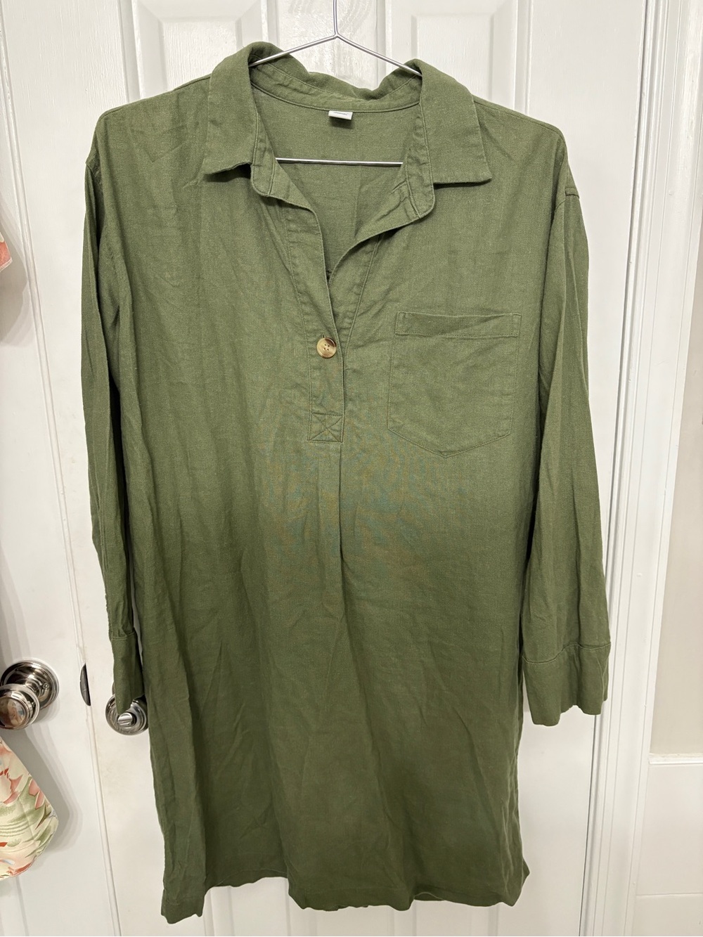 Old Navy Olive Green Long Sleeve Shirt Dress
